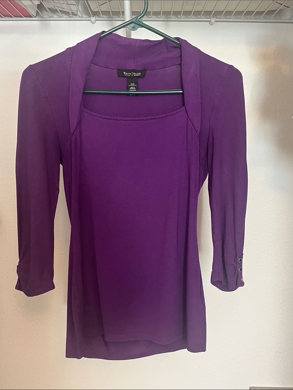 White House Black Market Purple Layered Scoop-Neck Blouse